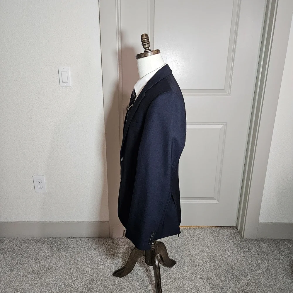 M&S Wool Suit Blazer Jacket Men‎ US 42 Eur 52 Medium Dark Navy Super 100's